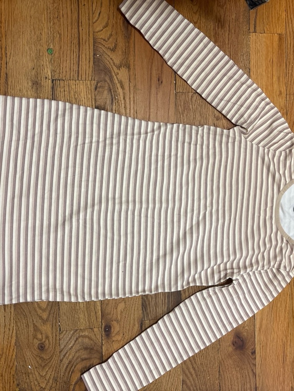 Forever 21 Beige and White Striped Crewneck Sweater Dress